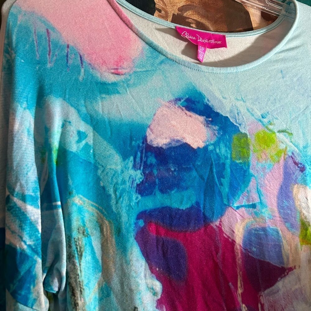 Claire Desjardins Colorful Abstract Women's Blouse Size S - Picture 7 of 15